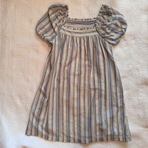 LOFT Blue and Cream Striped Dress